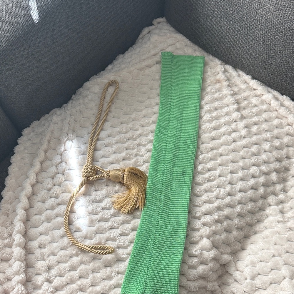ASOS Green Woven Belt with Gold Tassel